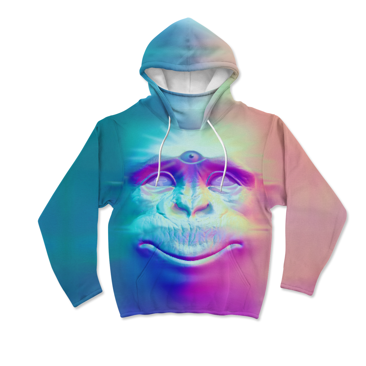 Neon Glowing Monkey All Over Print Mask Hoodie