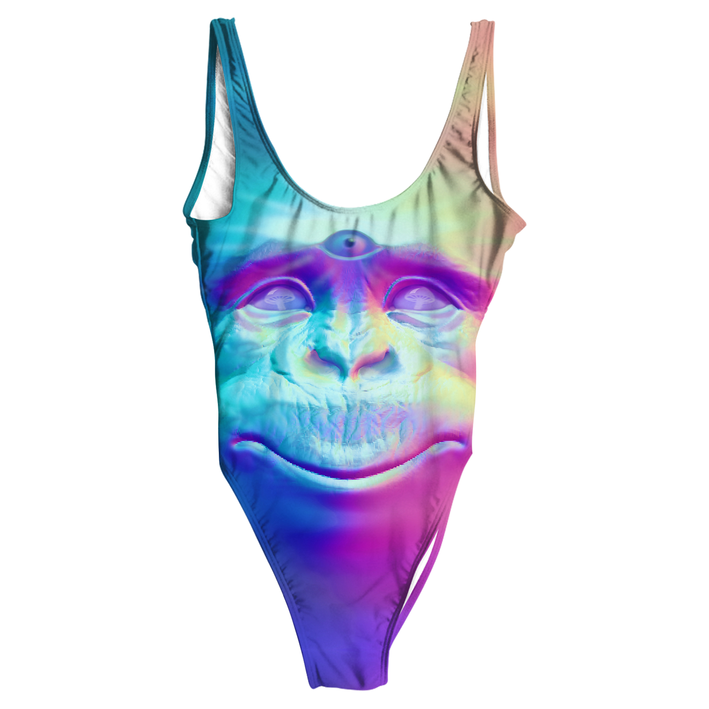 Neon Glowing Monkey All Over Print One-Piece Swimsuit