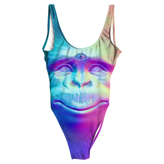 Neon Glowing Monkey All Over Print One-Piece Swimsuit
