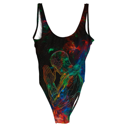 Prayer All Over Print One-Piece Swimsuit