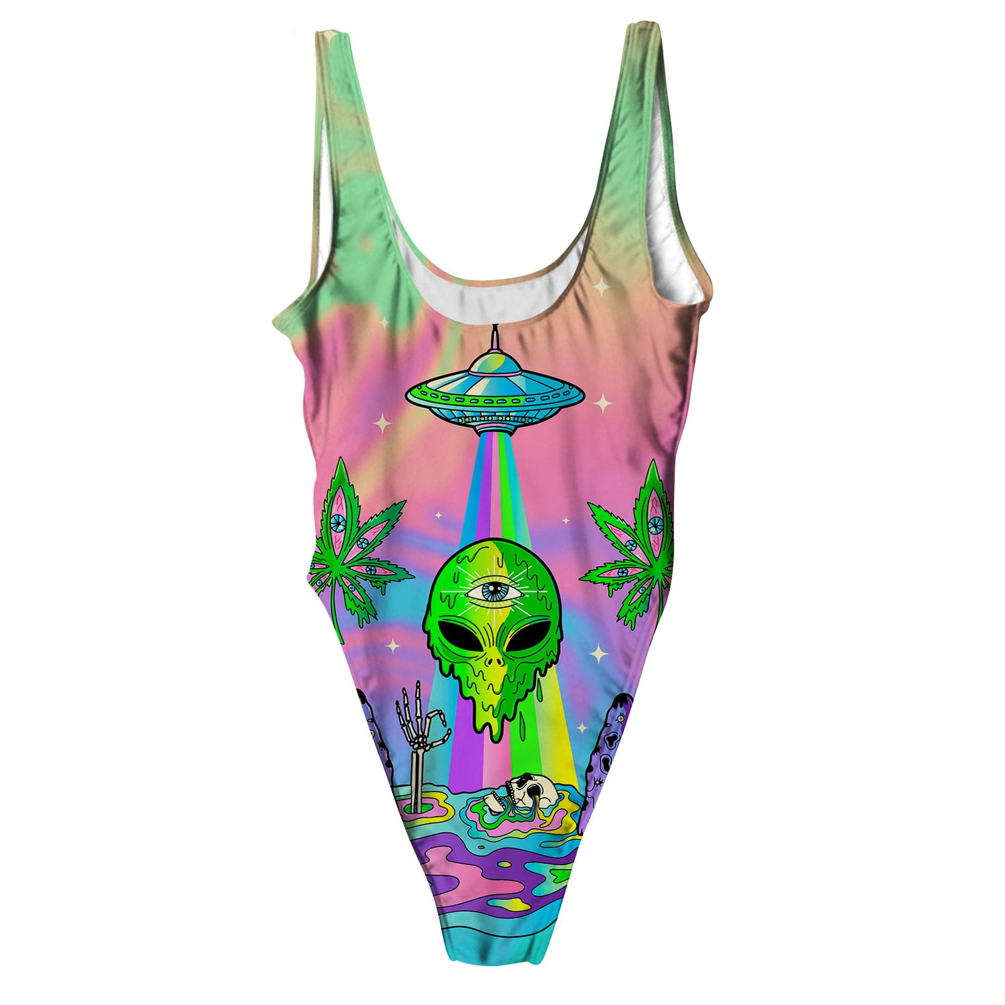 Psyc Trip All Over Print High Waist Swimsuit