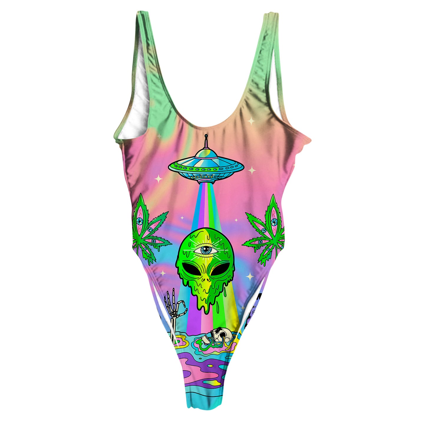 Psyc Trip All Over Print High Waist Swimsuit