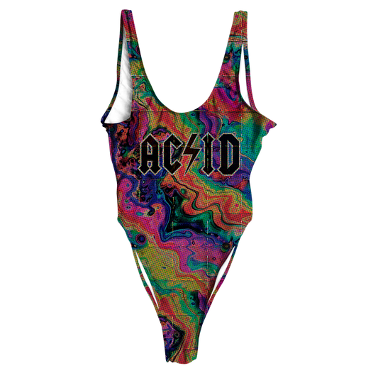 Acid Melt All Over Print High Waist Swimsuit