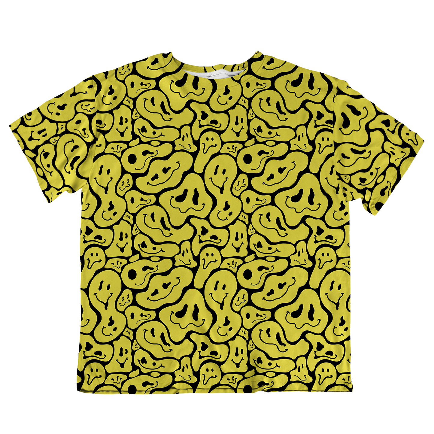 Trippy Smiley Faces All Over Print Oversized Tee