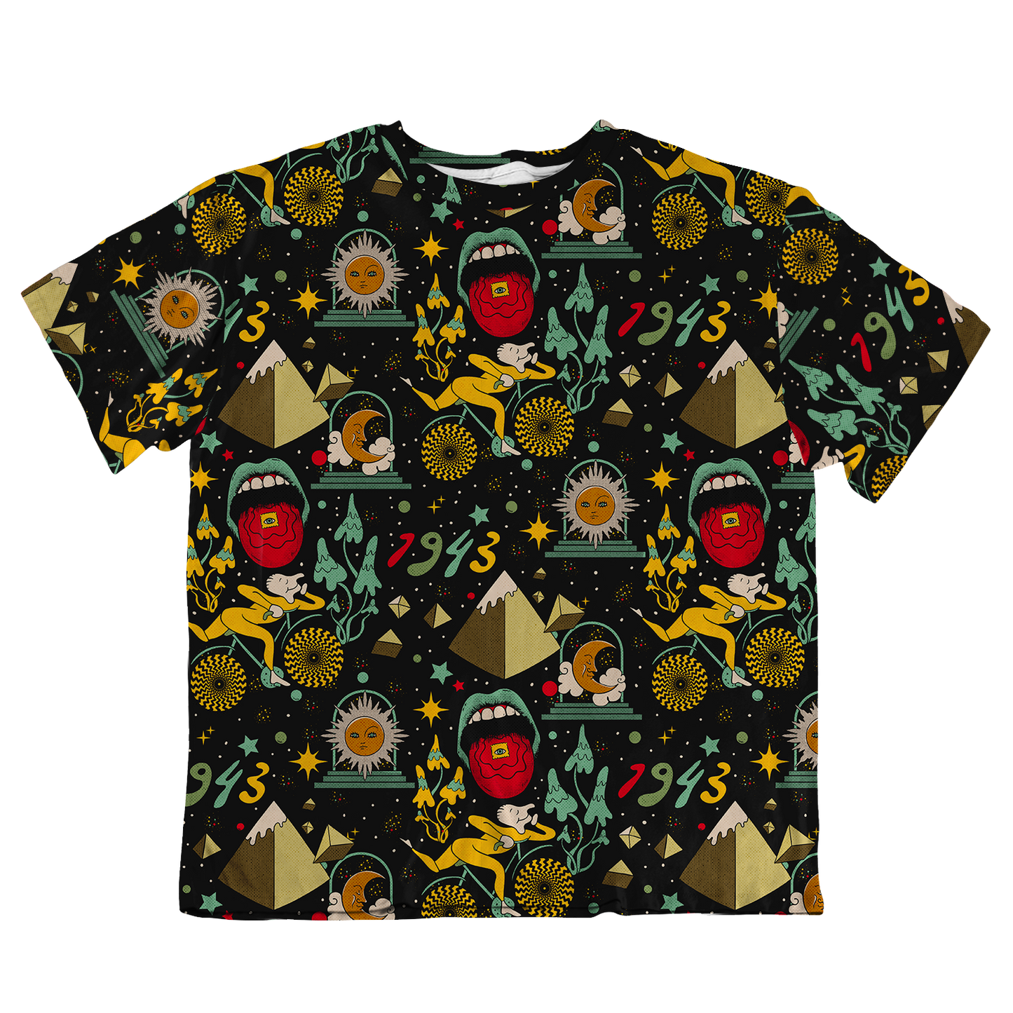 Bicycle Day Pattern All Over Print Oversized Tee