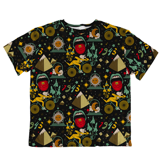 Bicycle Day Pattern All Over Print Oversized Tee