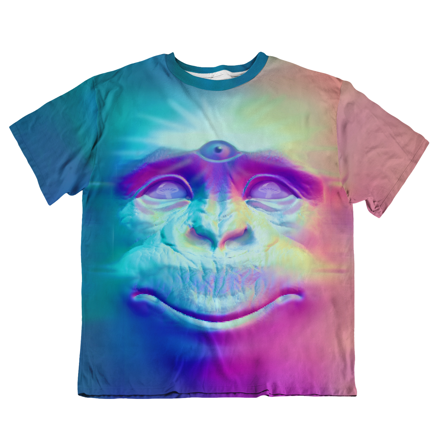 Neon Glowing Monkey All Over Print Oversized Tee