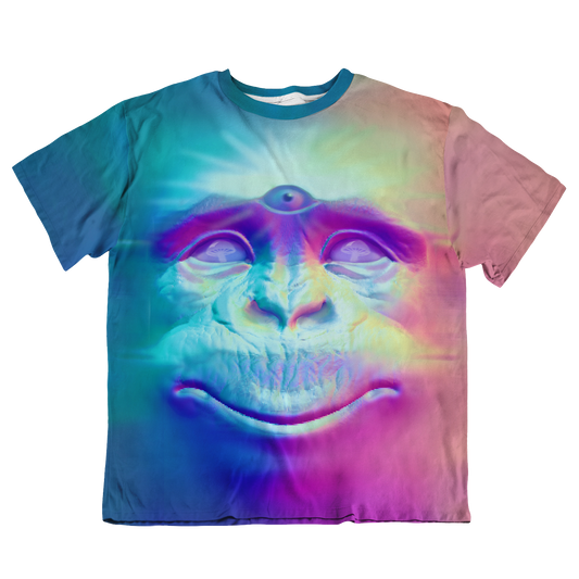 Neon Glowing Monkey All Over Print Oversized Tee