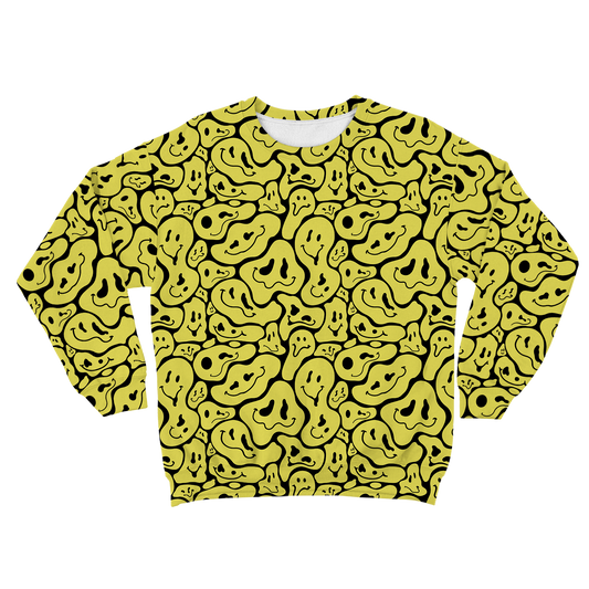 Trippy Smiley Faces All Over Print Unisex Sweatshirt