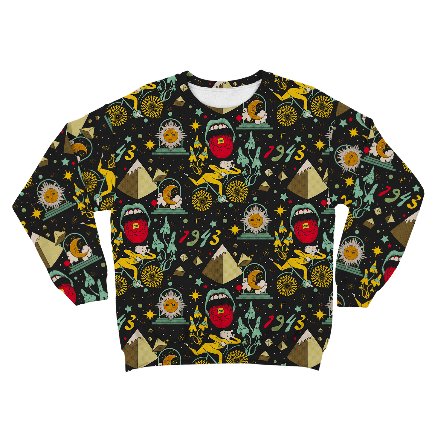 Bicycle Day Pattern All Over Print Unisex Sweatshirt