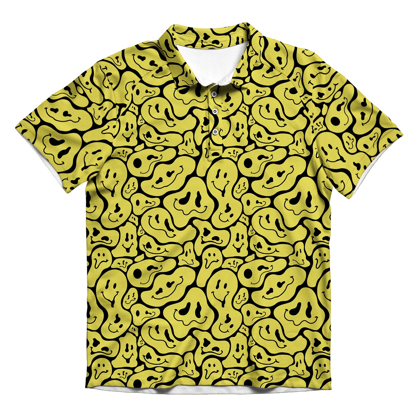 Trippy Smiley Faces All Over Print Men's Polo Shirt