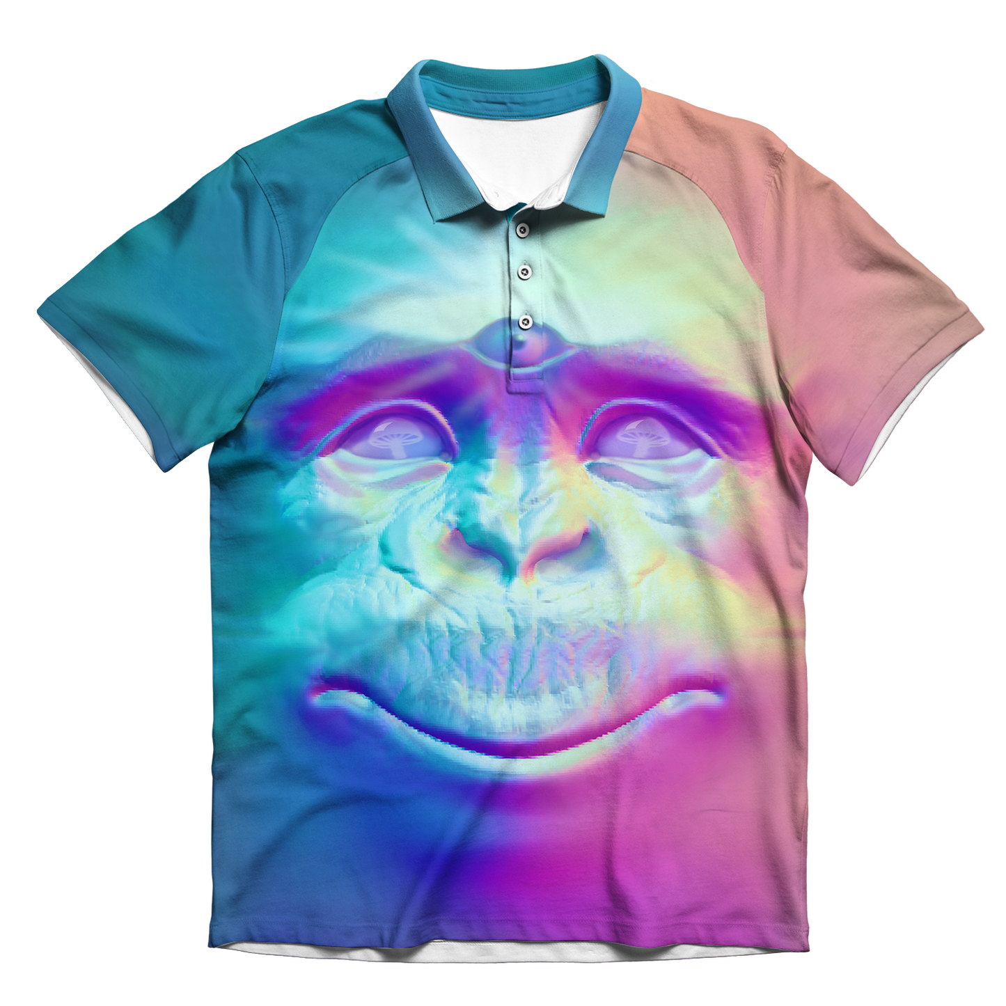 Neon Glowing Monkey All Over Print Men's Polo Shirt