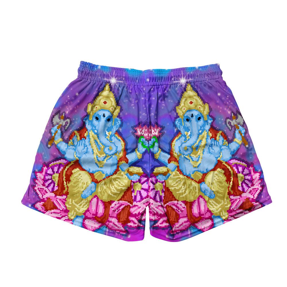 Pixel Ganesha All Over Print Men's Mesh Shorts