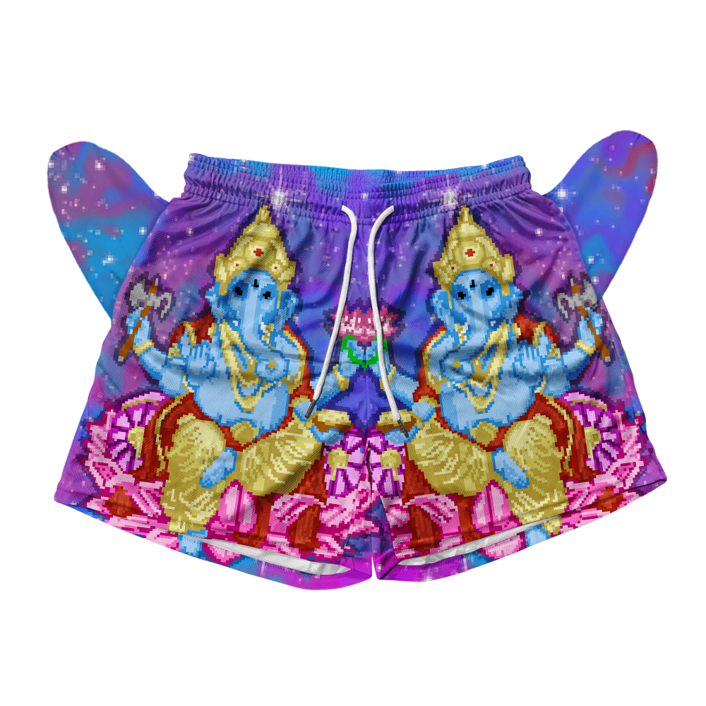 Pixel Ganesha All Over Print Men's Mesh Shorts