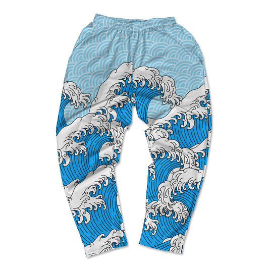 Retro Waves All Over Print Muscle Pants