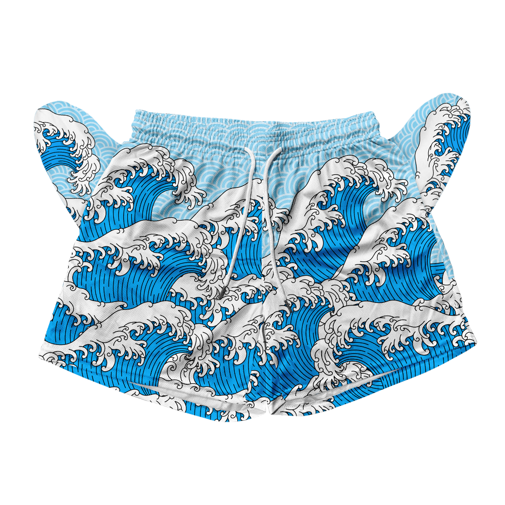 Retro Waves All Over Print Men's Mesh Shorts