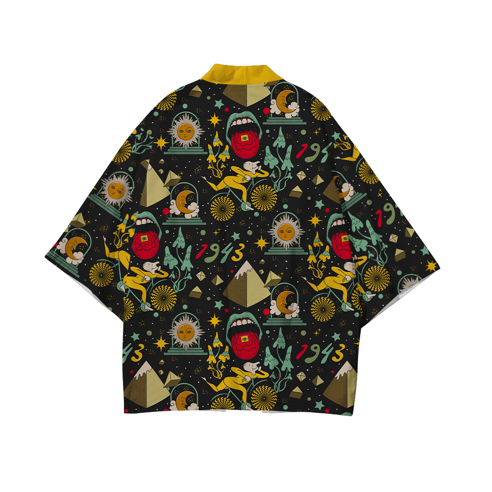 Bicycle Day Pattern All Over Print Short Coat
