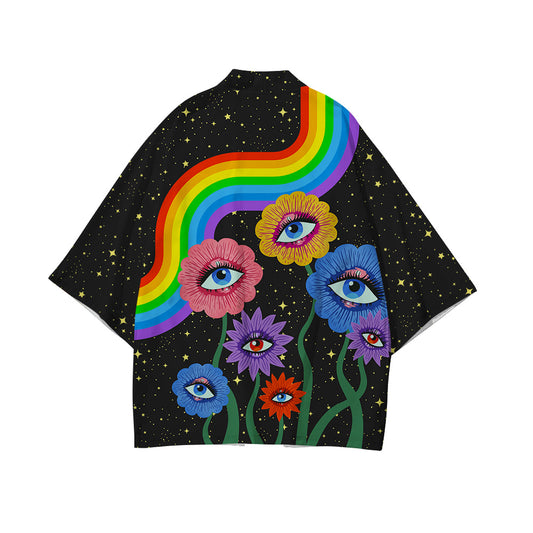 Rainbow Eyes All Over Print Short Coat