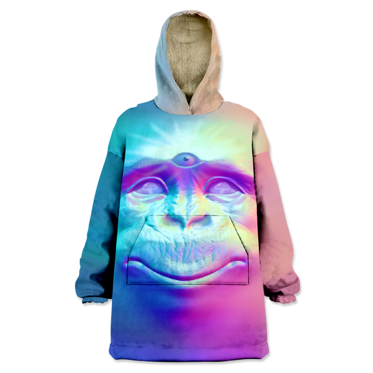 Neon Glowing Monkey All Over Print Wearable Blanket Hoodie