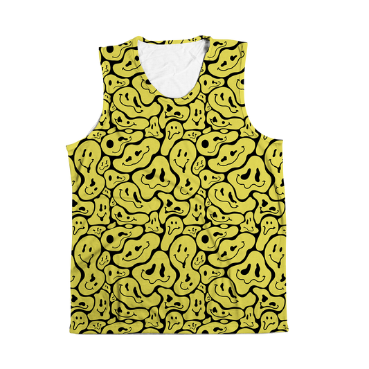 Trippy Smiley Faces All Over Print Sleeveless Tee