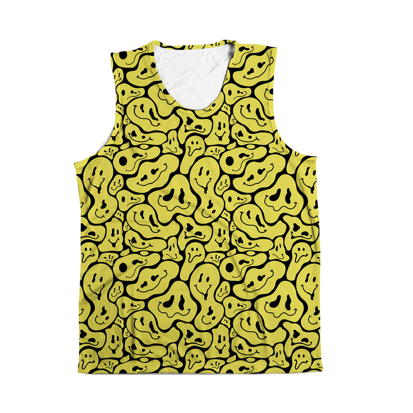 Trippy Smiley Faces All Over Print Sleeveless Tee