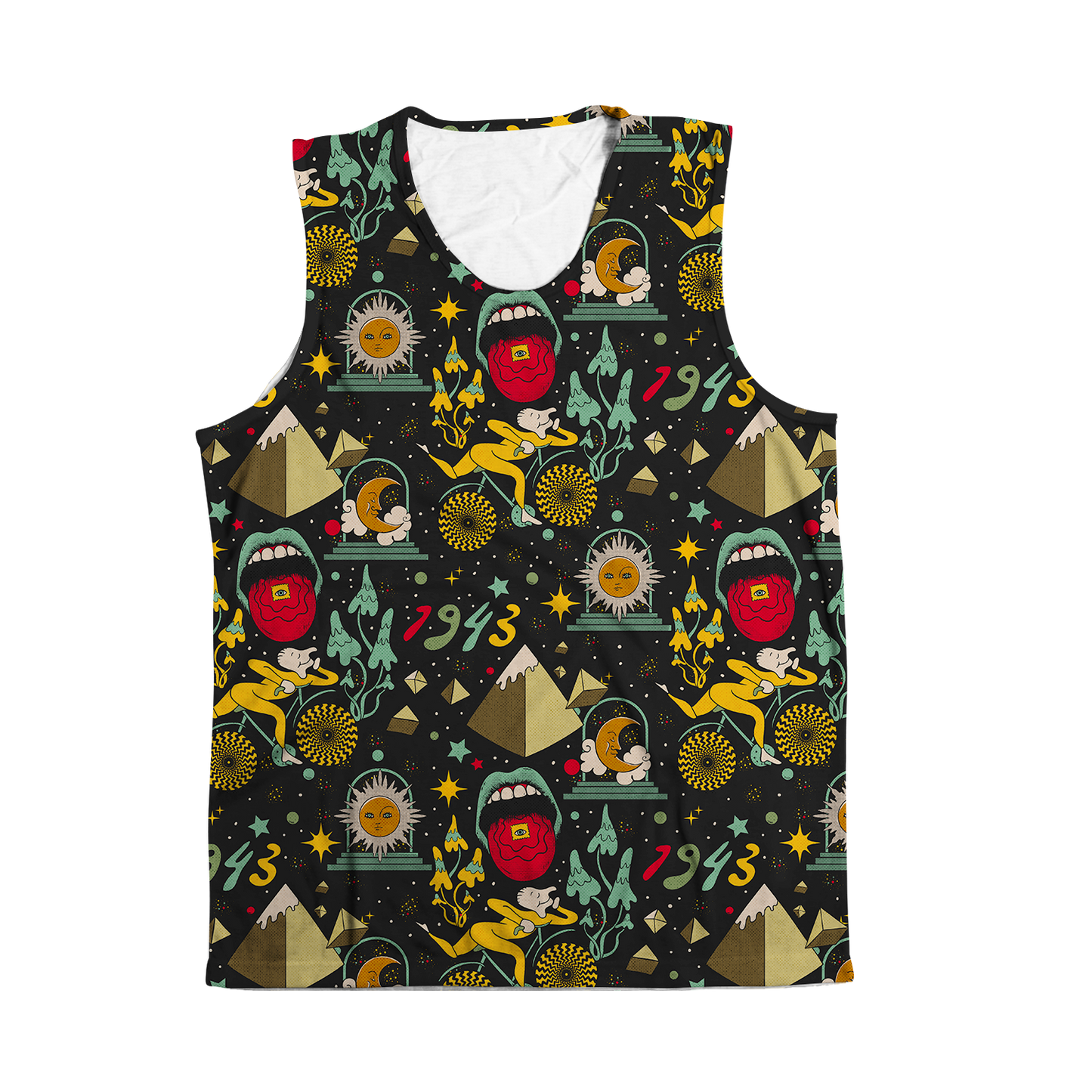 Bicycle Day Pattern All Over Print Sleeveless Tee