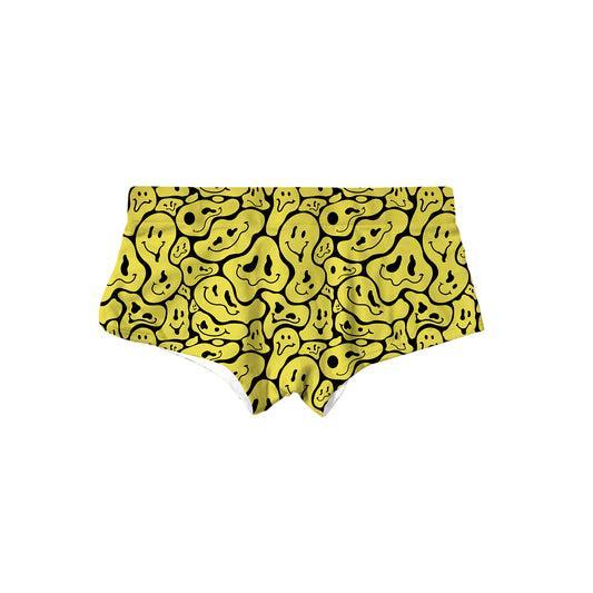 Trippy Smiley Faces All Over Print Triangle Swim Trunks