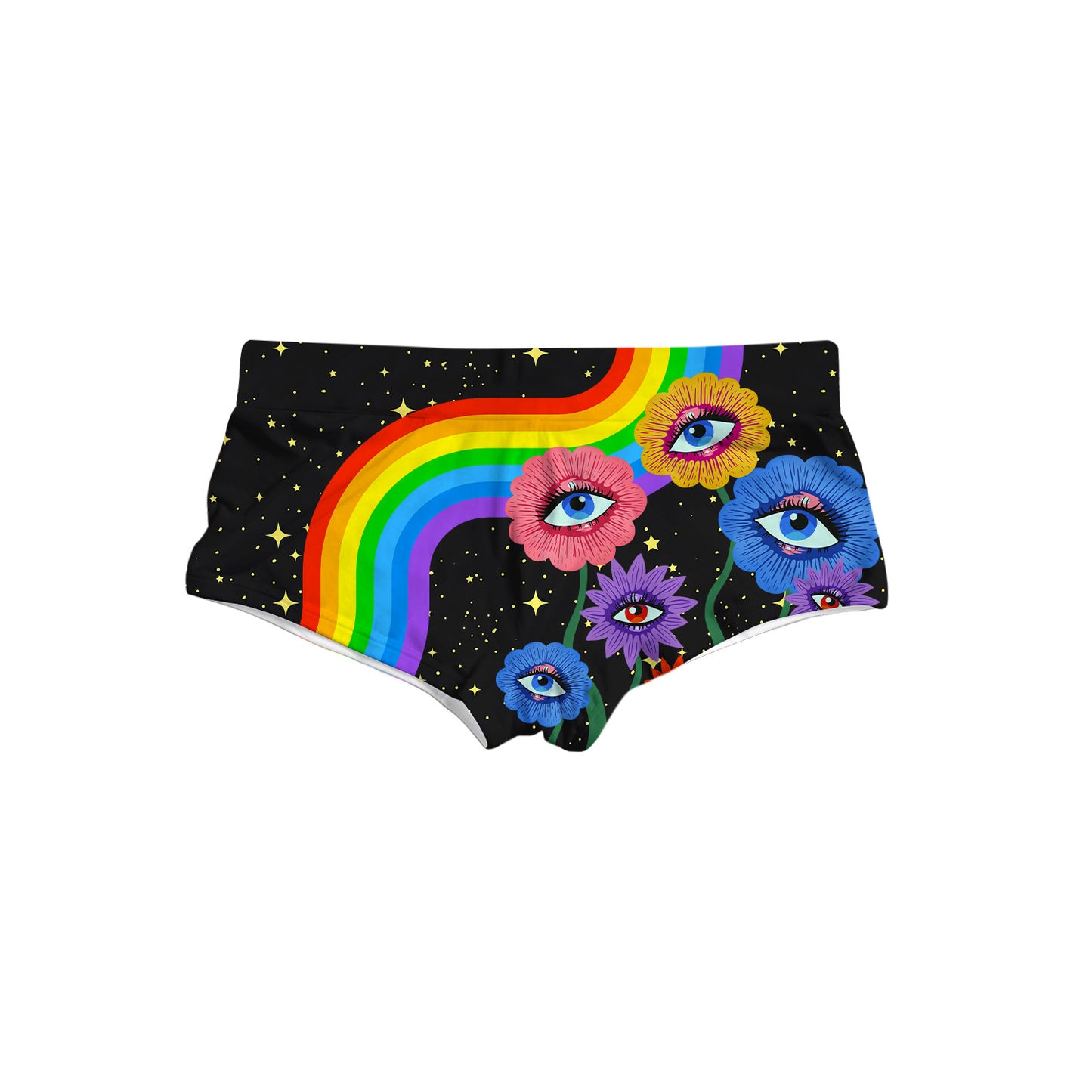 Rainbow Eyes All Over Print Triangle Swim Trunks