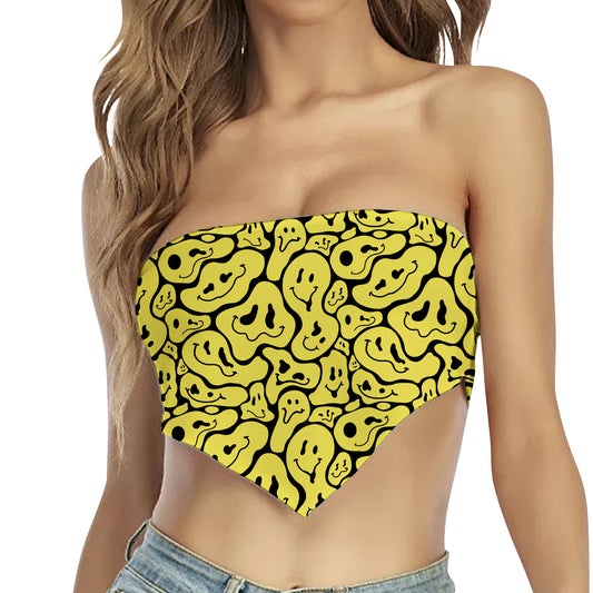 Trippy Smiley Faces All Over Print Triangle Tube Top