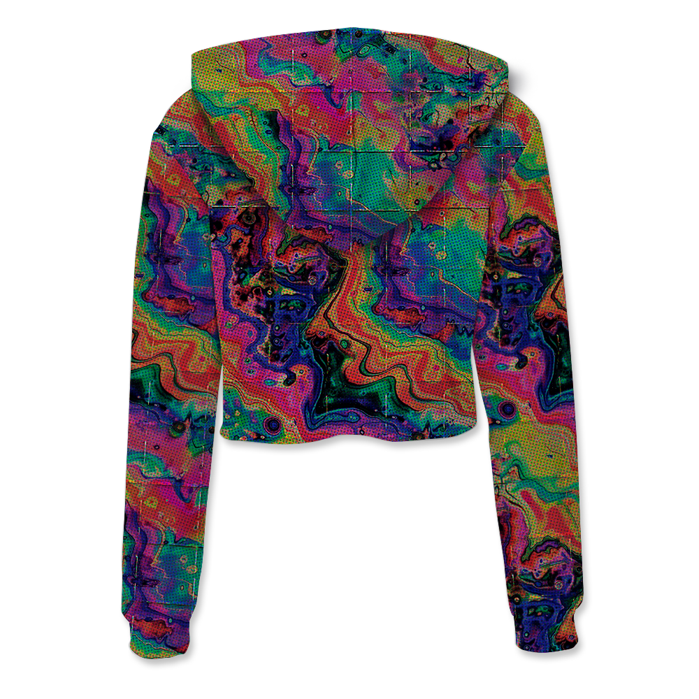 Acid Melt All Over Print Crop Hoodie