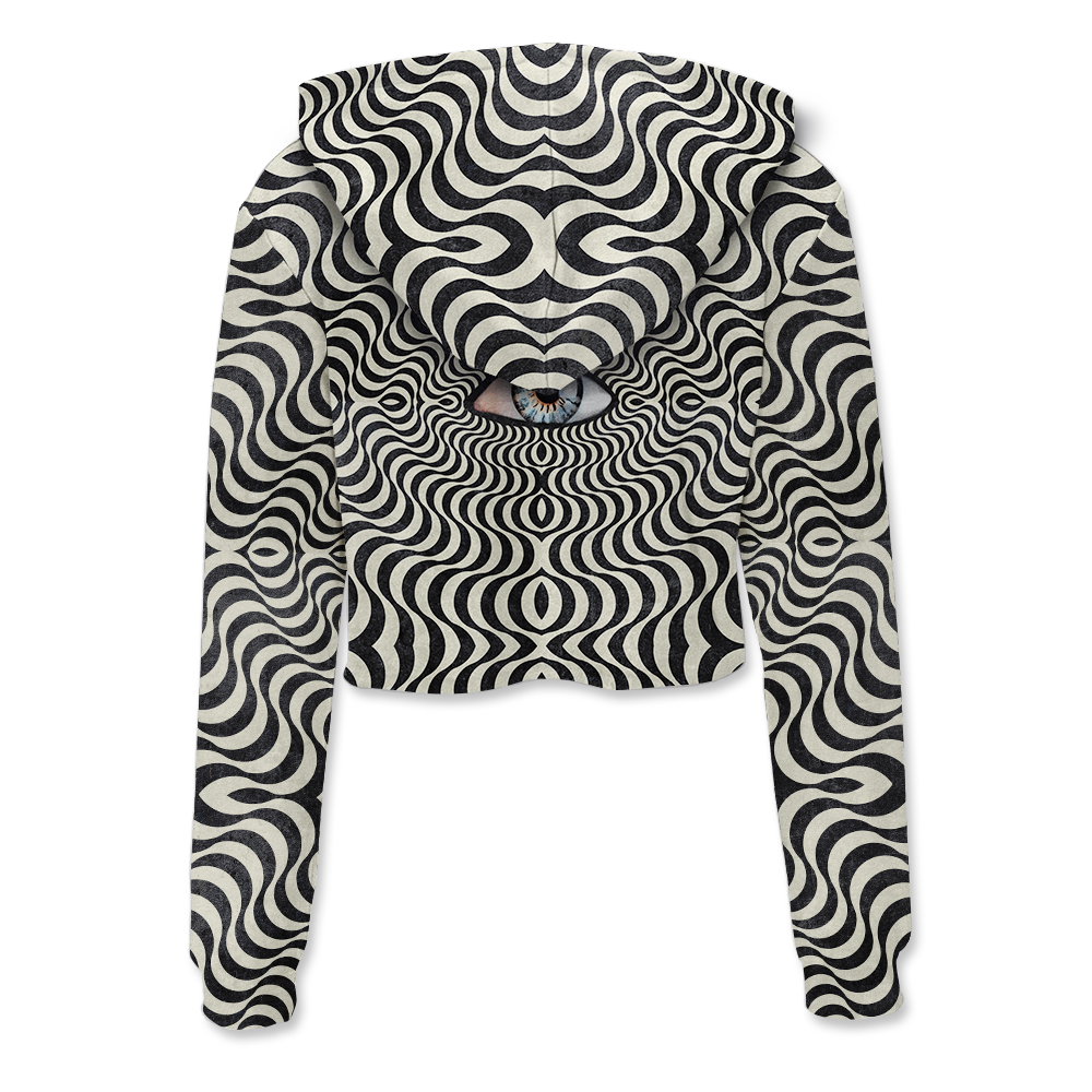 Hypnotic Eye All Over Print Crop Hoodie