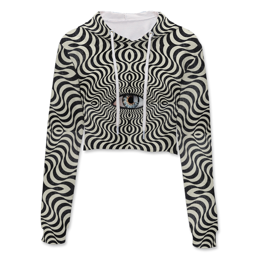 Hypnotic Eye All Over Print Crop Hoodie