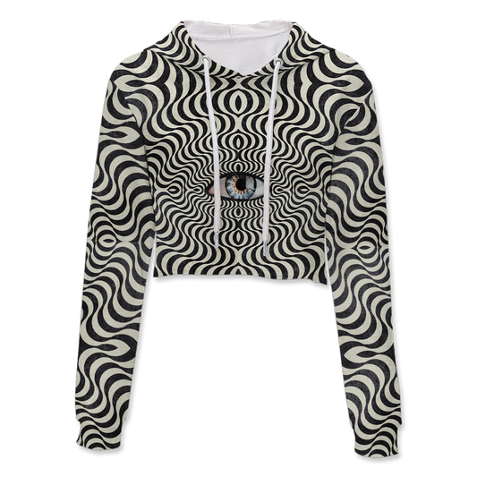 Hypnotic Eye All Over Print Crop Hoodie