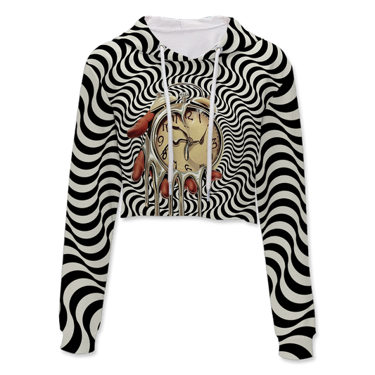 Time Is An Illusion All Over Print Crop Hoodie