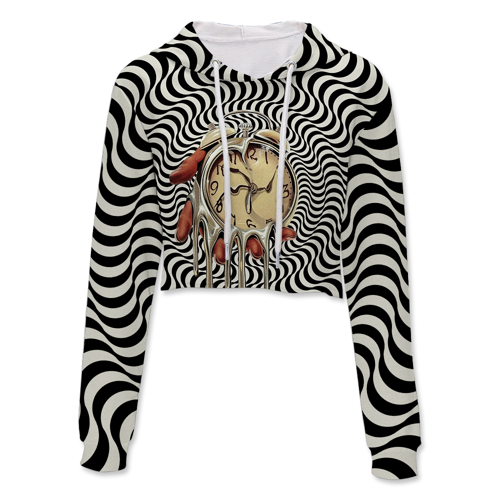 Time Is An Illusion All Over Print Crop Hoodie