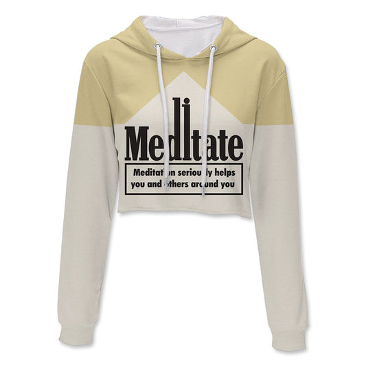 Meditate All Over Print Crop Hoodie