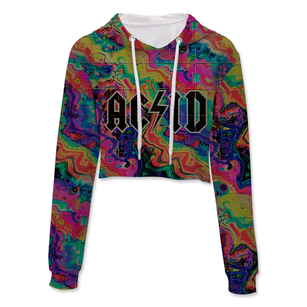 Acid Melt All Over Print Crop Hoodie