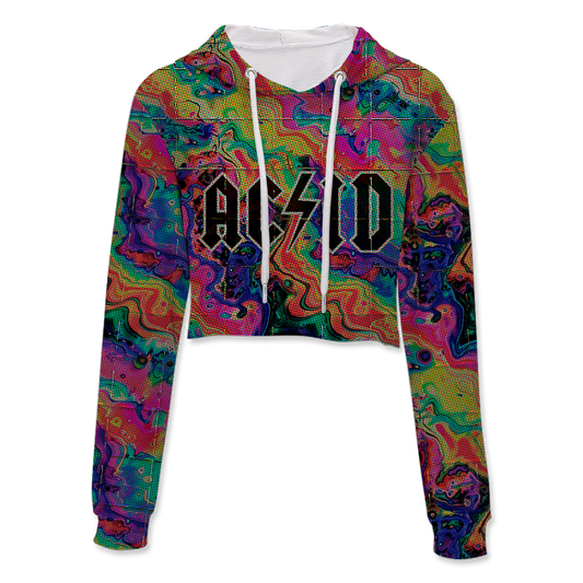 Acid Melt All Over Print Crop Hoodie