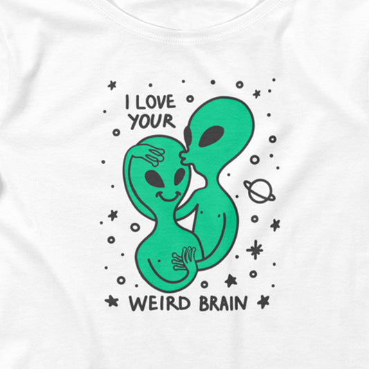 I Love Your Weird Brain Graphic Crop Tee