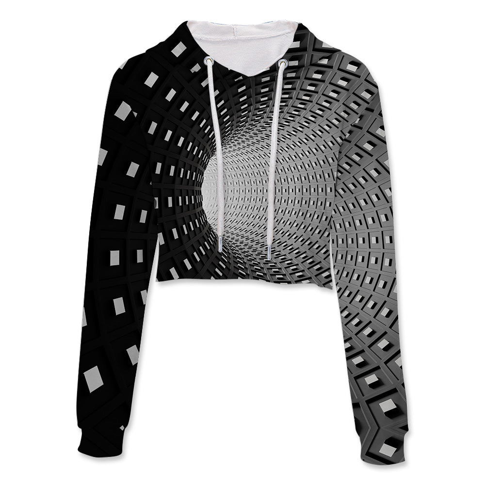 Optical Illusion All Over Print Crop Hoodie