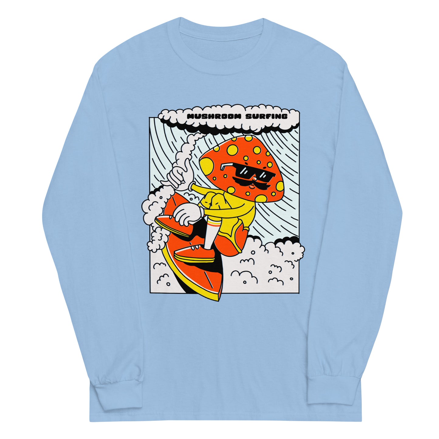 Mushroom Surfing Graphic Long Sleeve Tee