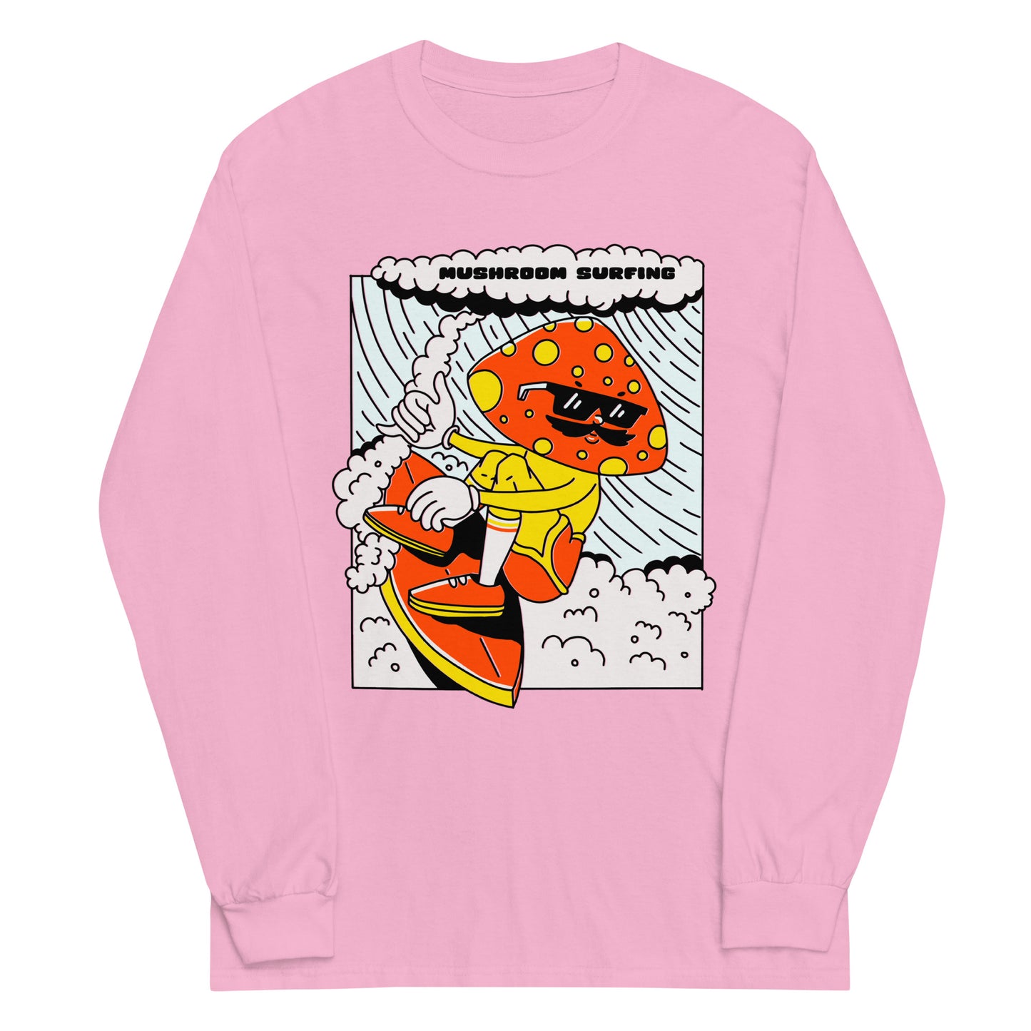 Mushroom Surfing Graphic Long Sleeve Tee