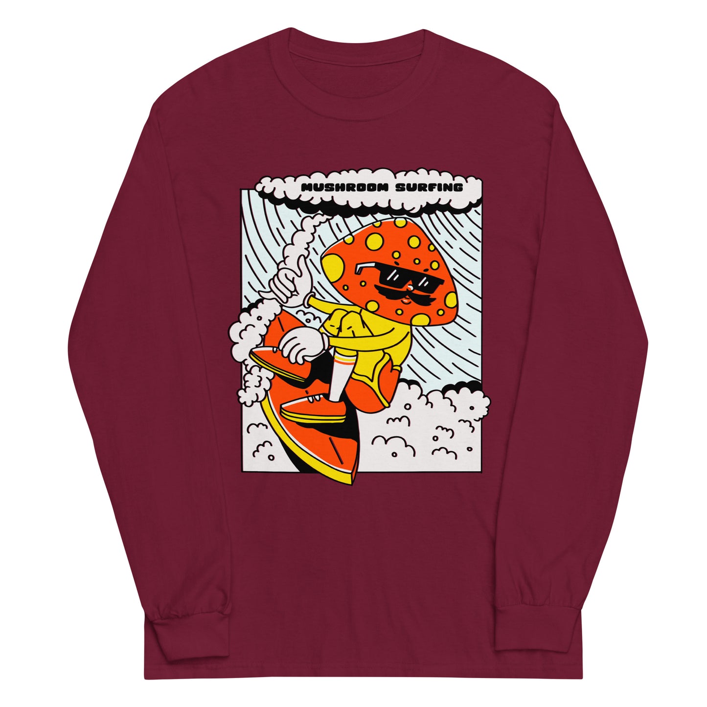 Mushroom Surfing Graphic Long Sleeve Tee