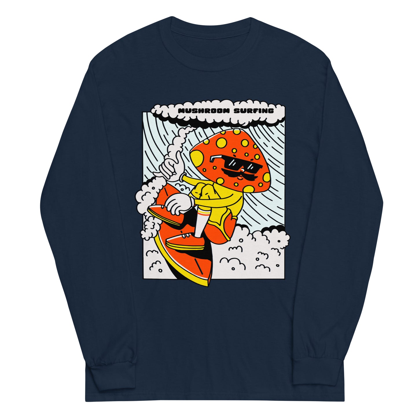 Mushroom Surfing Graphic Long Sleeve Tee