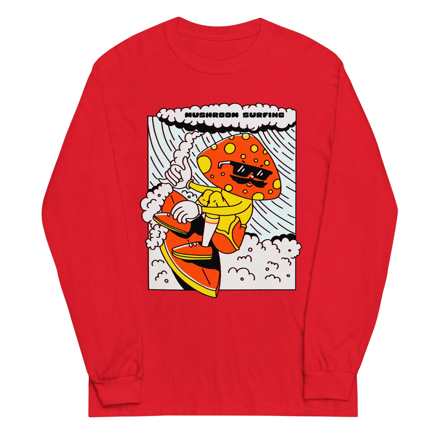 Mushroom Surfing Graphic Long Sleeve Tee