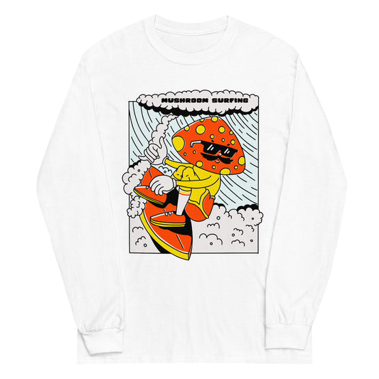 Mushroom Surfing Graphic Long Sleeve Tee