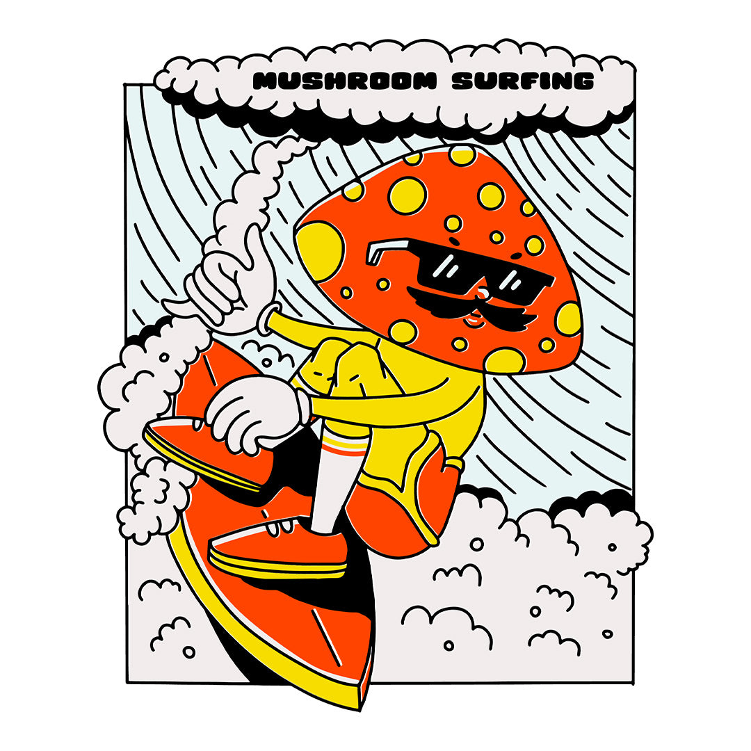 Mushroom Surfing Premium Graphic Tee