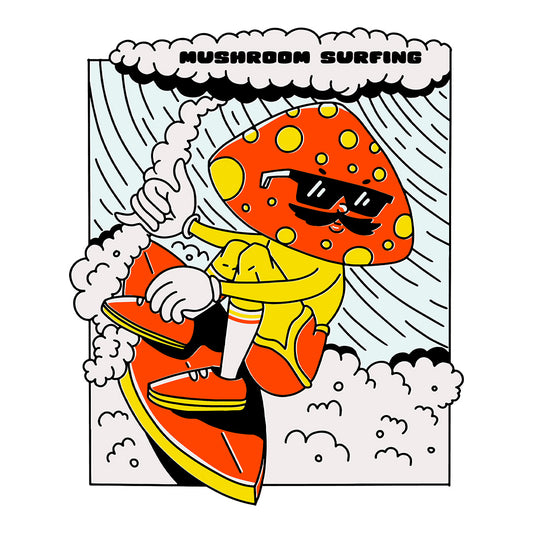 Mushroom Surfing Graphic Long Sleeve Tee