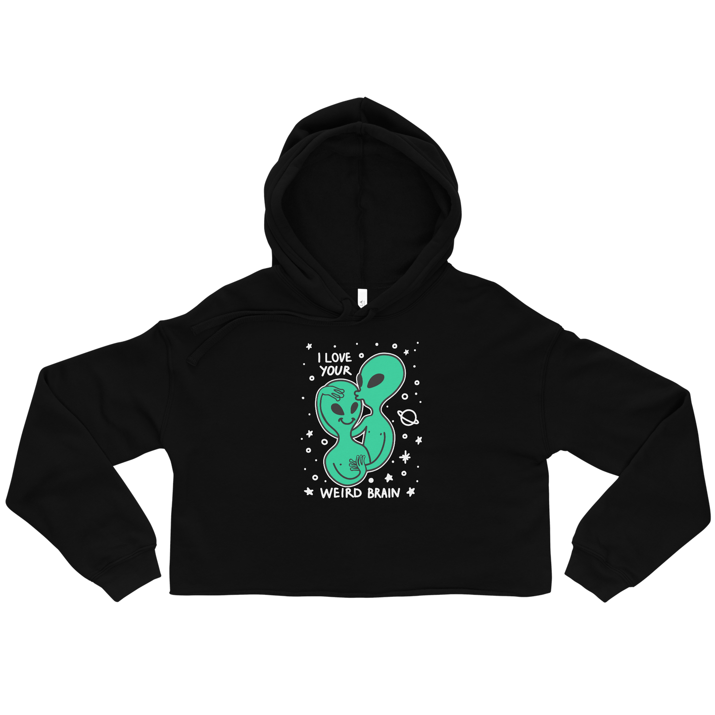 I Love Your Weird Brain Graphic Crop Hoodie