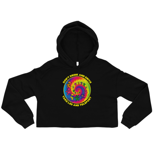 Just Teleport Graphic Crop Hoodie